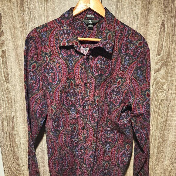 Volcom red paisley flannel shirt - Picture 1 of 7